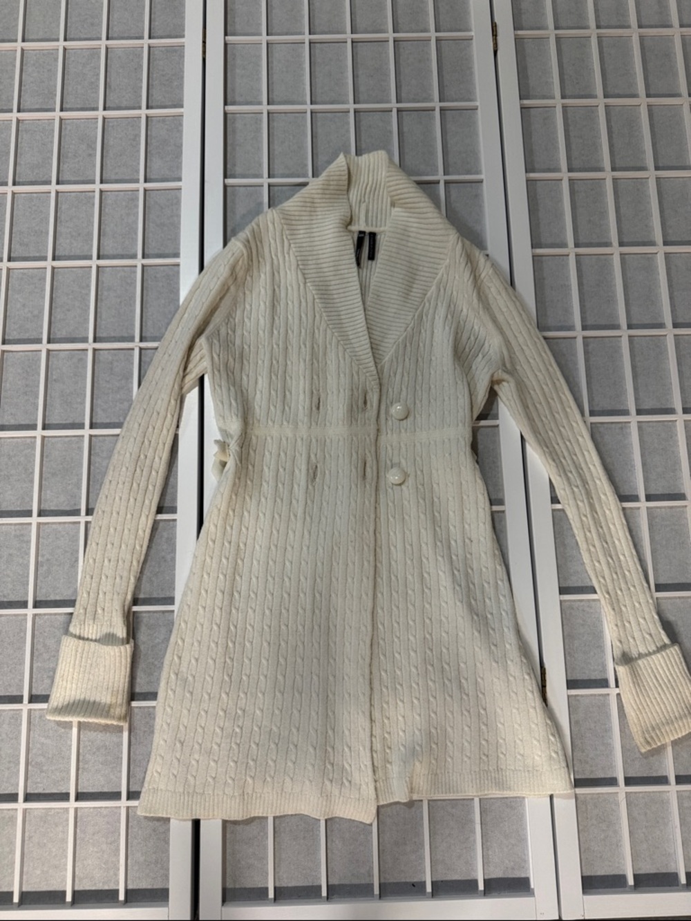 take out Cream Cable-Knit Long Cardigan Sweater